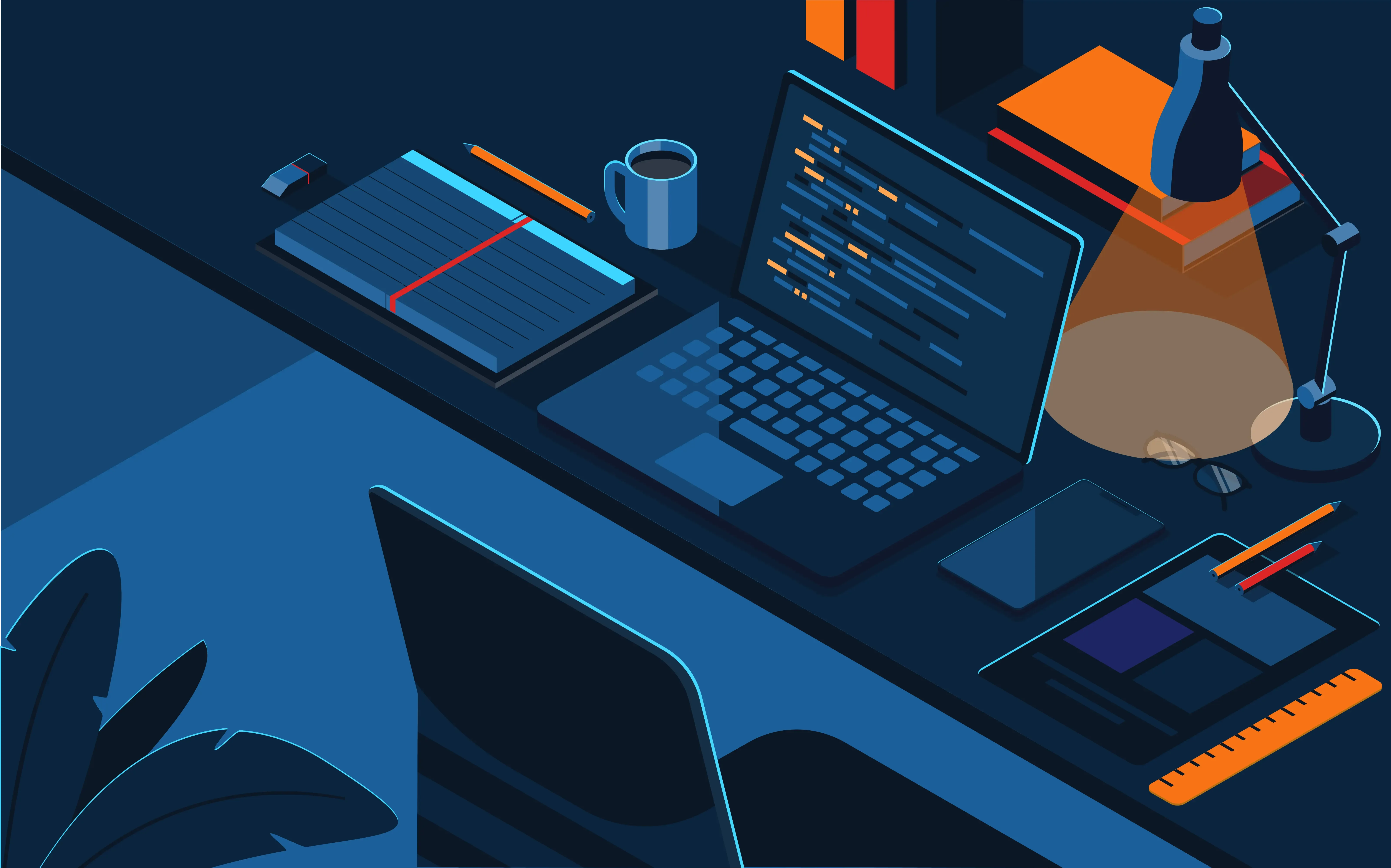 Desk with laptop