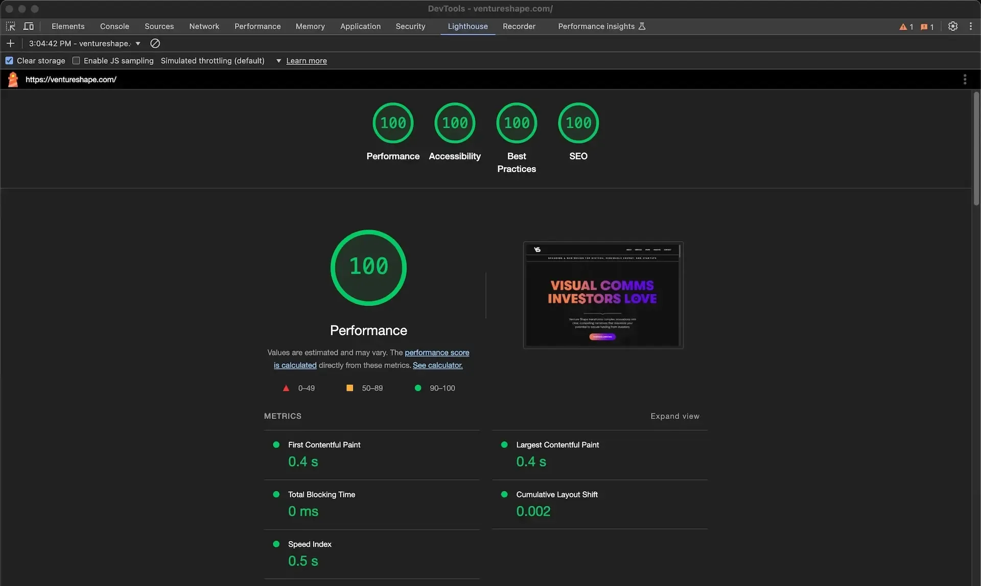 Perfect PageSpeed Insights Score