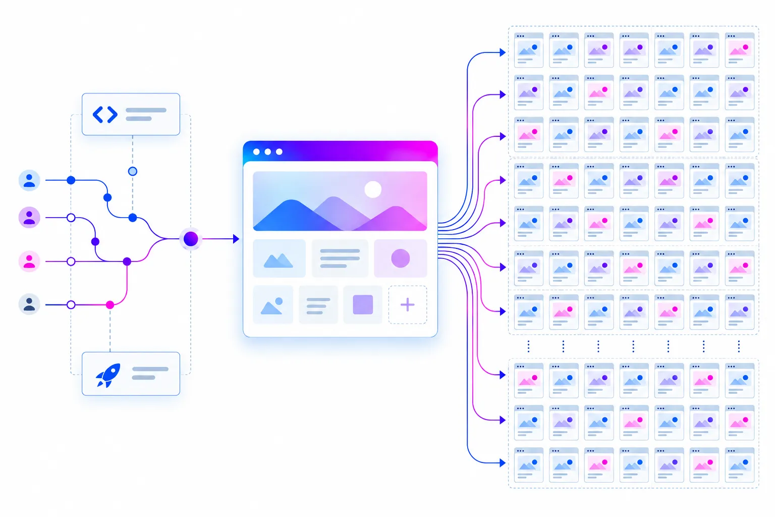 One code source and one template publishing to a grid of hundreds of websites