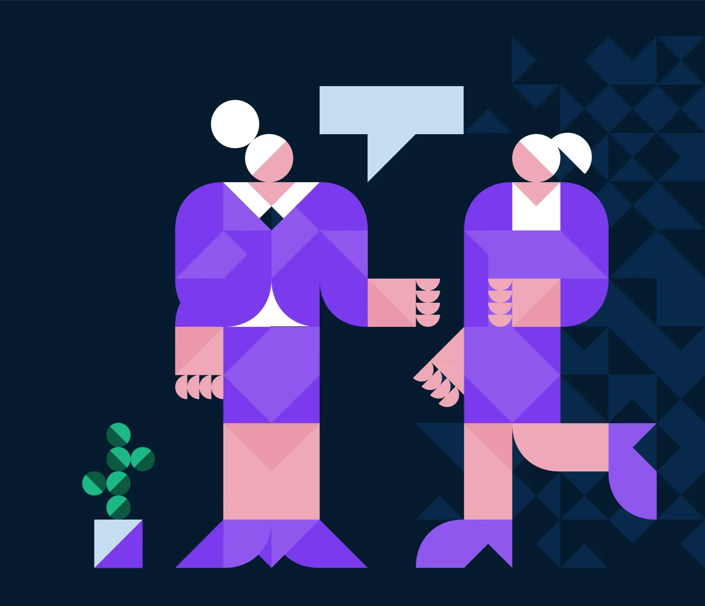 Two people talking